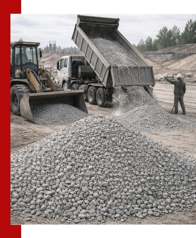 Доставка известнякового щебня фр. 5–20 в Ачинске
