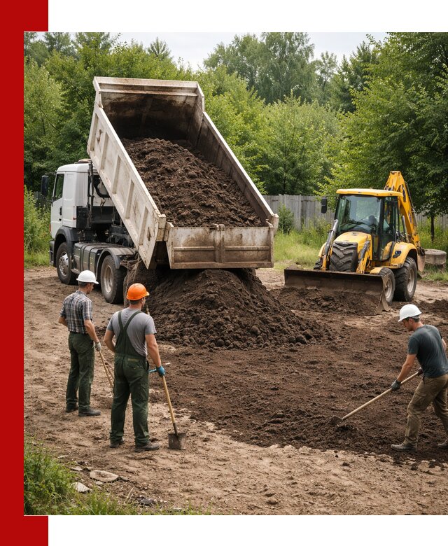 Доставка и укладка грунта для выравнивания участка в Ачинске