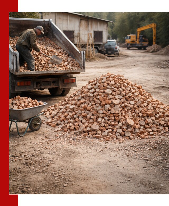 Доставка и подушка из боя кирпича с разгрузкой в Ачинске