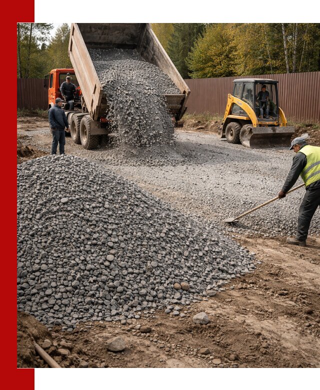 Отсыпка участка щебнем с доставкой и уплотнением в Ачинске